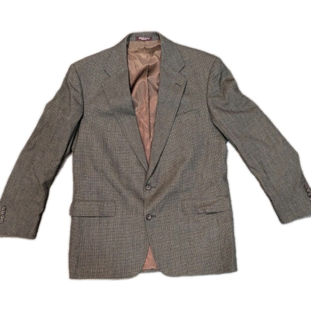 Vtg Evan Picone Wool 48 R Brown TWEED BLAZER SPORTS COAT USA Union Made Timeless